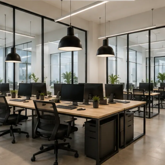 Escritório moderno com estações de trabalho