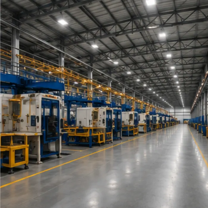 Galpão industrial com operação em andamento